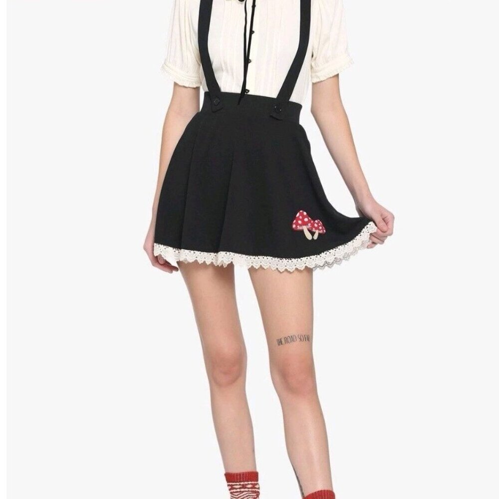Hot Topic Midnight Hour Mushroom Full Mini Skater Skirt w/Pockets Women's XS Emo